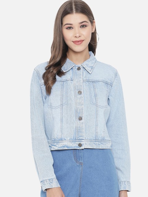 

Orchid Blues Women Blue Washed Pure Cotton Denim Jacket