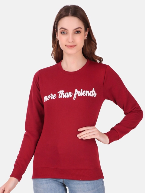 

GOJI Women Maroon Typography Printed Sweatshirt