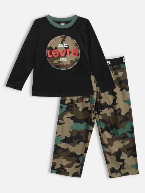 

Levis Boys Black Brand Logo Printed Pajama Set