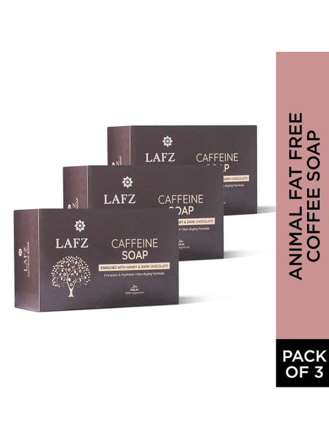 

LAFZ Pack of 3 Caffeine Non-Drying Soap Enriched With Honey & Dark Chocolate-100g Each, Brown