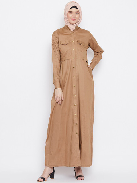 

MOMIN LIBAS Women Coffee Brown Cotton Twill Abaya