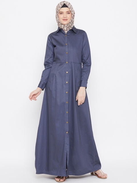 

MOMIN LIBAS Women Navy Blue Solid Cotton Abaya Burqa