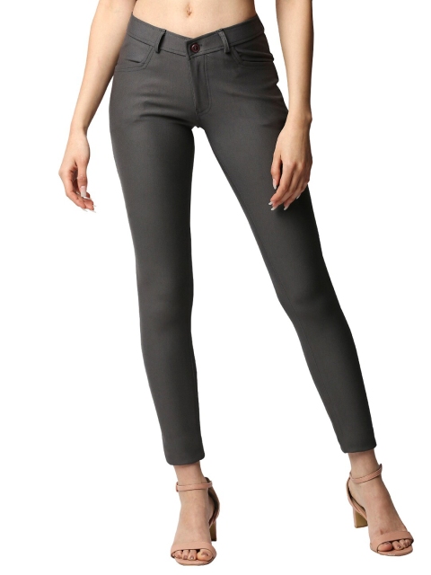 

fungus Women Grey Solid Slim Fit Denim Jeggings