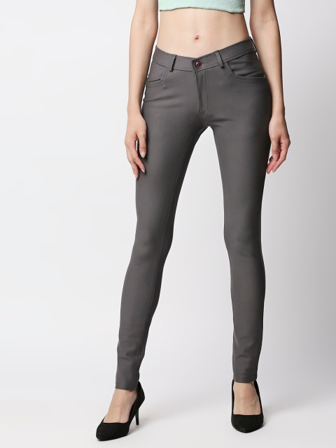 

fungus Women Charcoal Grey Solid Slim-Fit Treggings