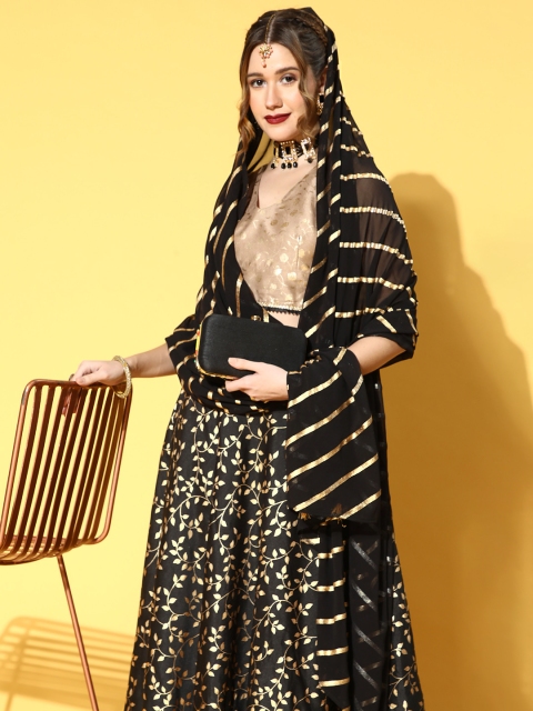 

Luni Stylish Black Printed Ready to Wear Lehenga Choli with Dupatta