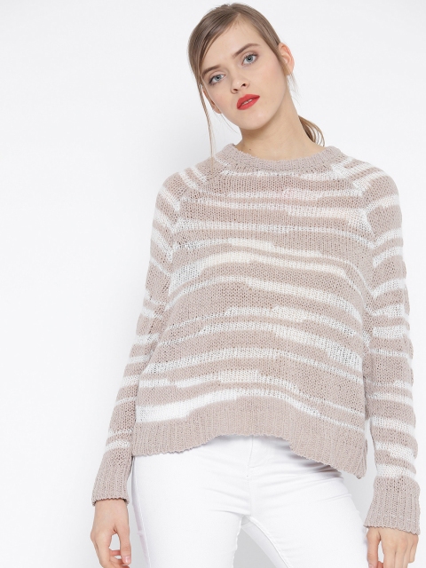 

MANGO Women Beige & Off-White Patterned Sweater