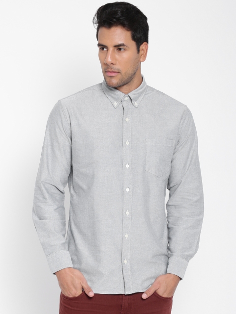 

H.E. By Mango Men Grey Slim Solid Casual Shirt