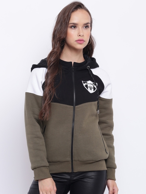 

Texco Women Olive Green Colourblocked Outdoor Sporty Jacket