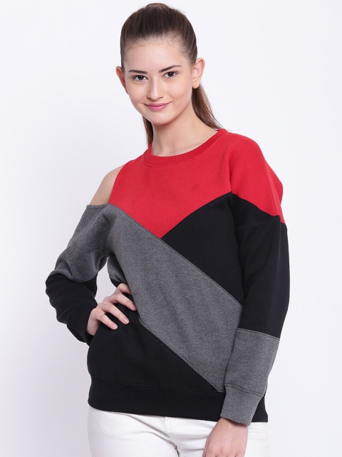 

Texco Women Red Colourblocked Fleece Sweatshirt