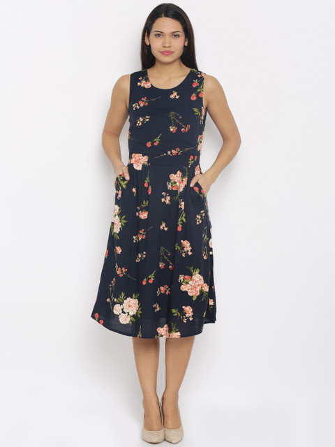 

Vero Moda Women Navy Blue Printed A-Line Dress