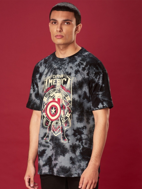 

The Souled Store Men Grey & Black Captain America Printed T-shirt