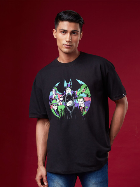 

The Souled Store Men Black DC Comics Printed Drop-Shoulder Sleeves T-shirt