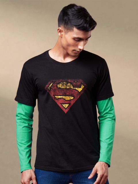 

The Souled Store Men Black & Green Superman Printed Cotton T-shirt