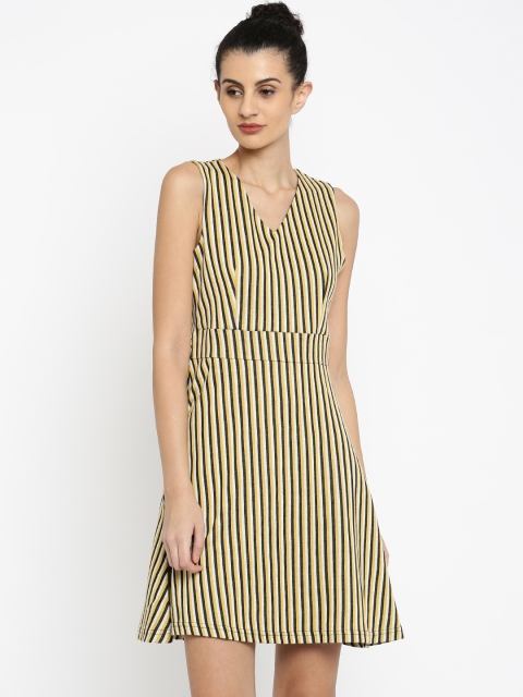 

Vero Moda Women Yellow & Black Striped Sheath Dress