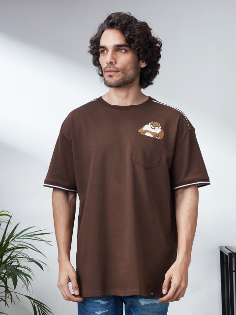 

The Souled Store Men Brown Looney Tunes Pockets T-shirt
