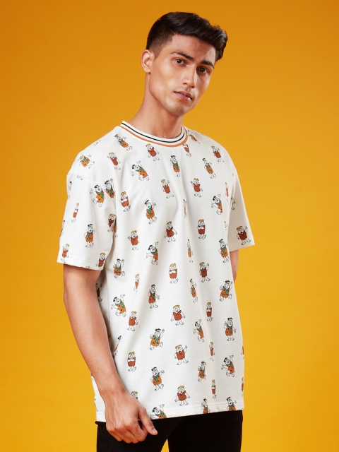 

The Souled Store Men White Printed Cotton T-shirt