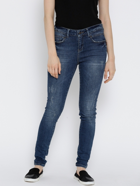 

Vero Moda Women Blue Mid-Rise Low Distress Jeans