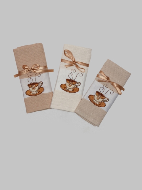 

Enfance Set of 3 Off-White & Brown Cotton Towel Set
