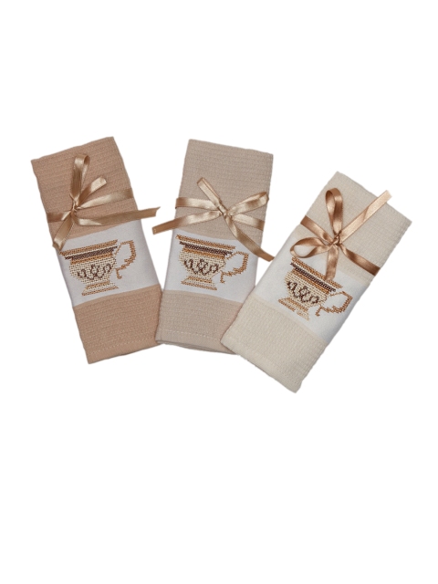 

Enfance Infants Kids Set Of 3 Multicolor Cotton 300 GSM Towel Set, Beige