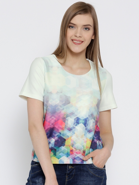

Vero Moda Women Blue & Off-White Printed Top