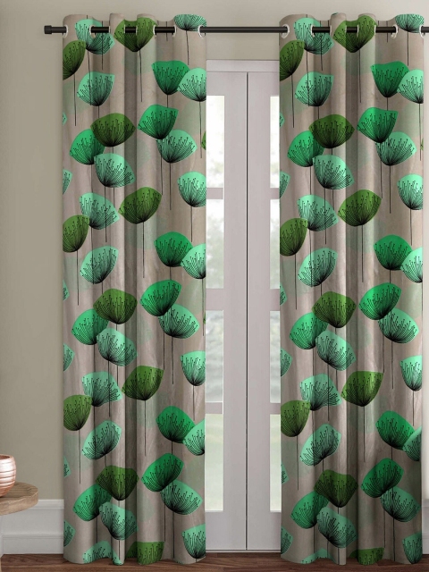 

Ispace Pack Of 2 Green Floral Printed Door Curtains