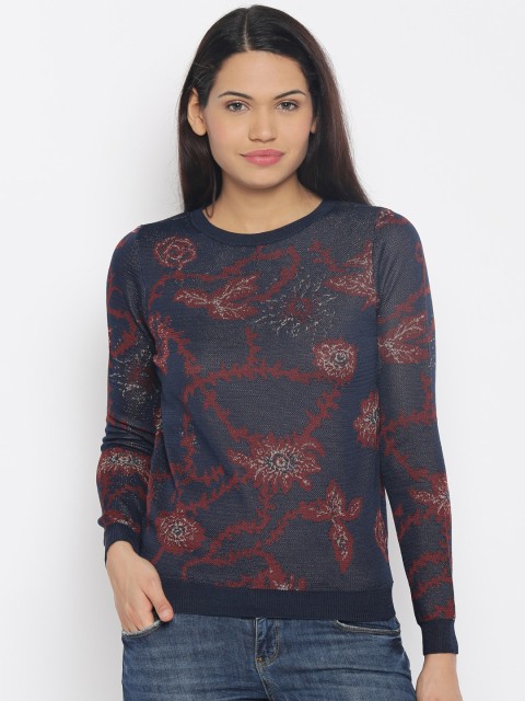 

Vero Moda Women Navy Self-Design Top, Navy blue