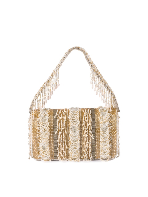 

MIO Borsa Gold-Toned & White Embellished Purse Clutch