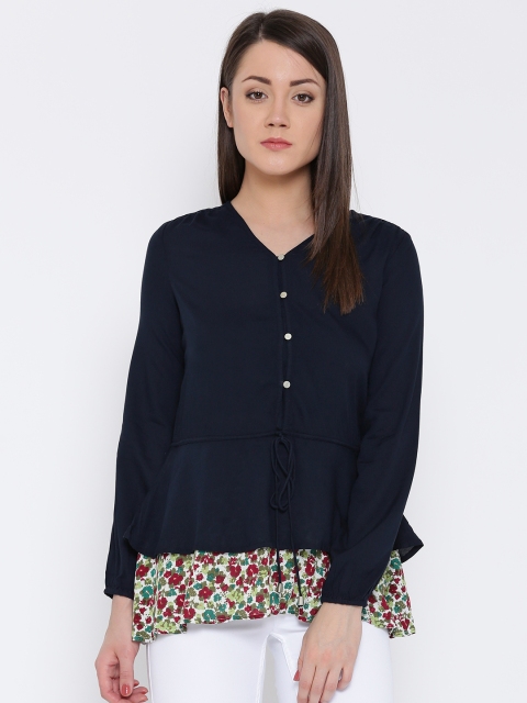 

Vero Moda Women Navy Blue Solid Regular Top