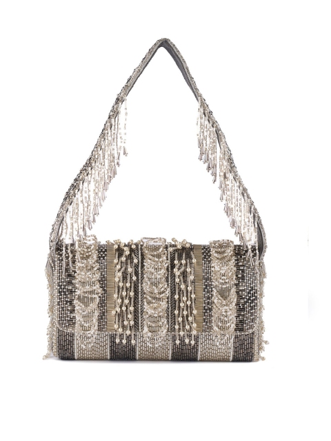 

MIO Borsa Grey & Off White Embellished Purse Clutch