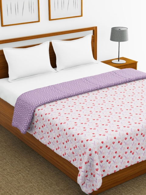 

BIANCA Purple & Peach-Coloured Floral Pure Cotton AC Room 150 GSM Double Bed Dohar