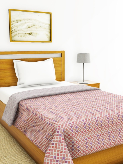 

BIANCA Red & Purple Geometric AC Room 150 GSM Pure Cotton Single Bed Dohar