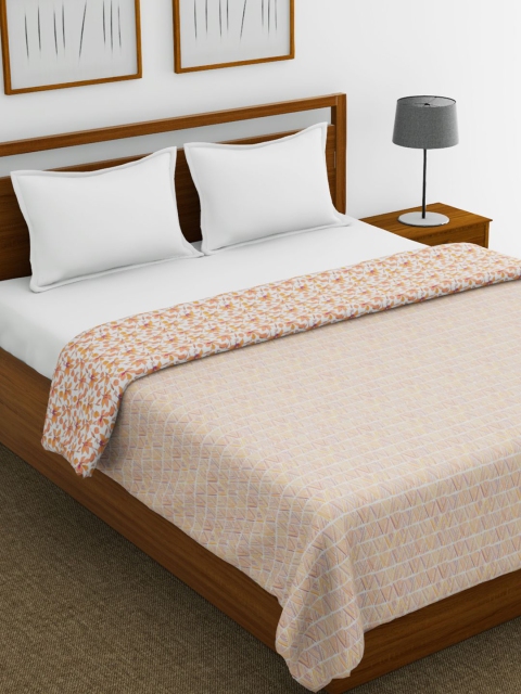 

BIANCA White & Purple Floral AC Room 150 GSM Double Bed Dohar