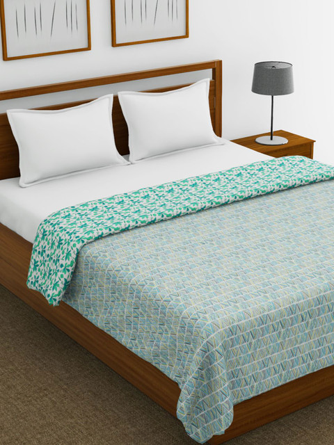 

BIANCA Blue Geometric 150 GSM Pure Cotton Double Bed Dohar