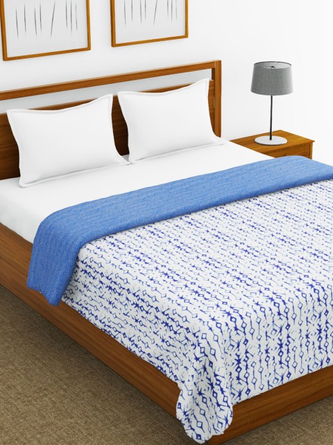 

BIANCA Blue & White Geometric AC Room 150 GSM Double Bed Dohar