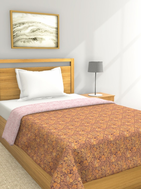 

BIANCA Orange & Brown AC Room 150 GSM Pure Cotton Muslin Single Bed Dohar