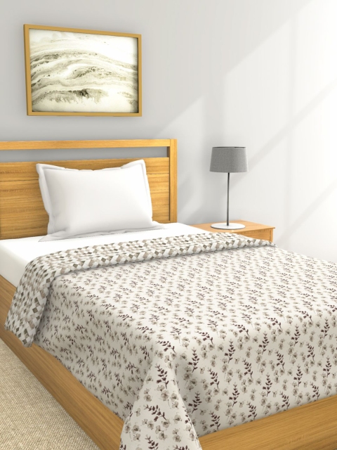 

BIANCA Beige & White Floral AC Room 150 GSM Pure Cotton Muslin Single Bed Dohar
