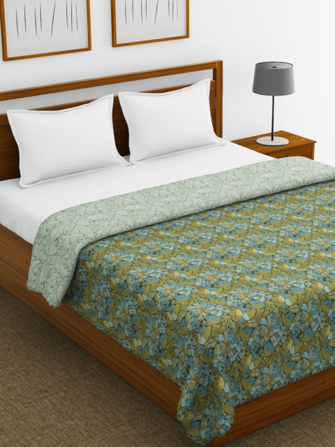 

BIANCA Blue & Green Floral AC Room 150 GSM Double Bed Dohar