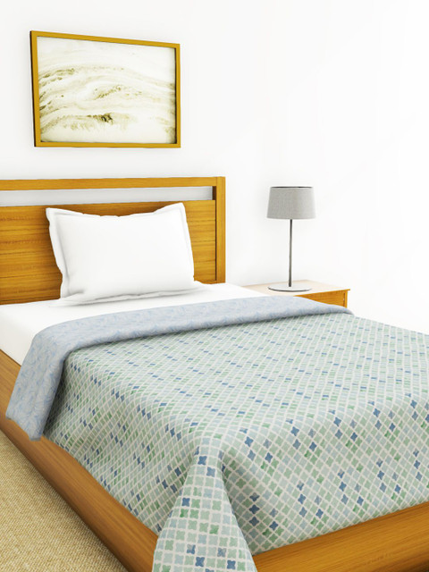 

BIANCA Blue & Green Geometric AC Room 150 GSM Single Bed Dohar