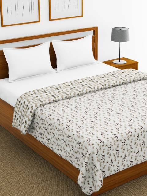 

BIANCA Beige & Brown Floral Pure Cotton AC Room 150 GSM Double Bed Dohar