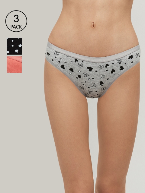 

max Women Pack of 3 Black & Grey Printed Cotton Basic Briefs NOOSSU21BK17BLACK