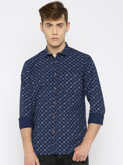 

Nature Casuals Men Navy Slim Fit Printed Casual Shirt, Navy blue