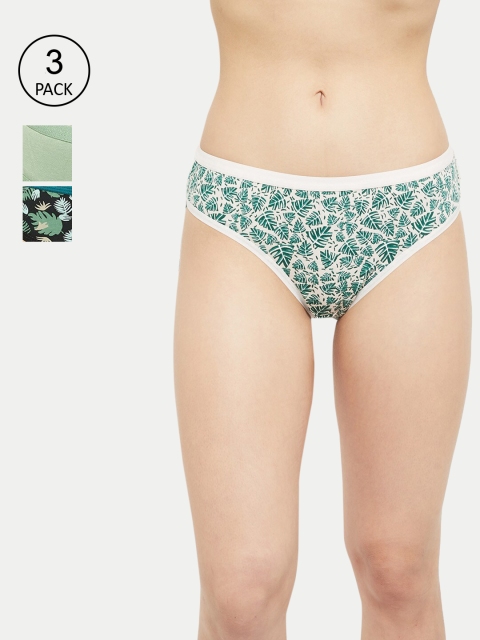 

max Women Pack of 3 Green Printed Cotton Basic Briefs NOOSSU21LH20GREEN