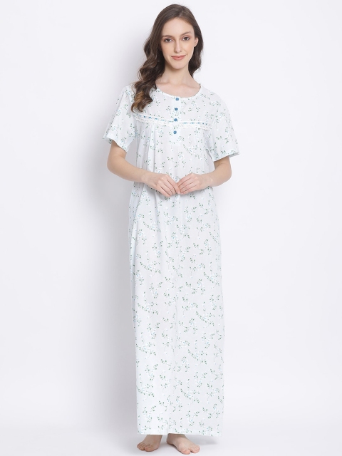 

Kanvin White Printed Maxi Nightdress