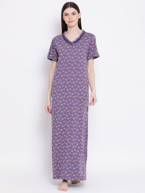 

Kanvin Violet Printed Maxi Nightdress