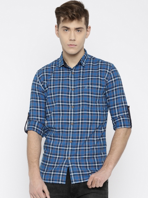 

Nature Casuals Men Blue Slim Fit Checked Casual Shirt