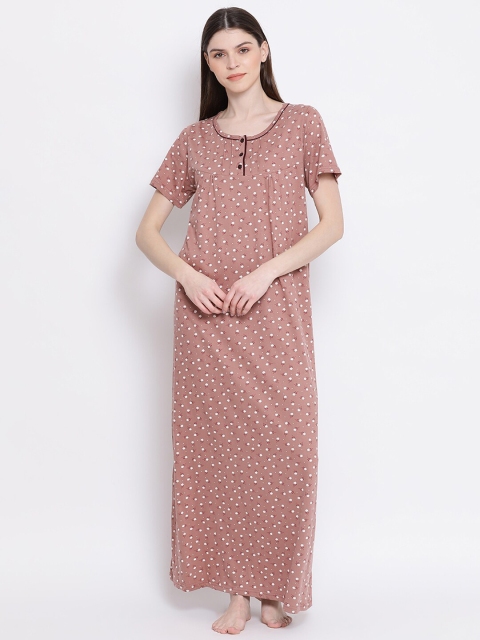 

Kanvin Brown Printed Maxi Nightdress