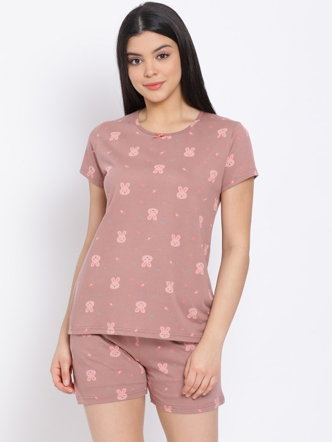 

Kanvin Women Baby Pink Printed Night suit