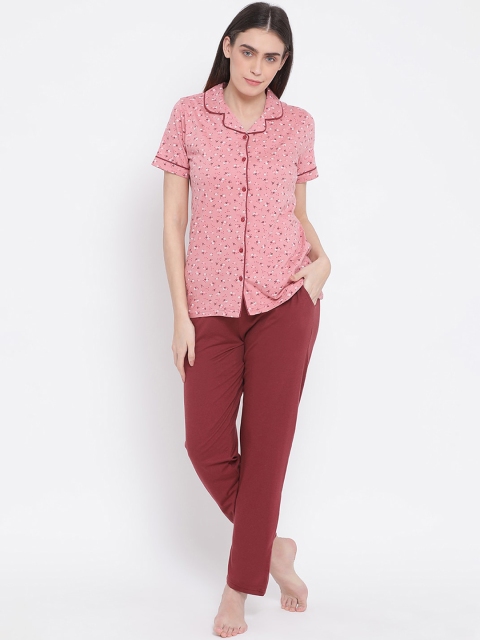 

Kanvin Women Pink & Maroon Night Suit