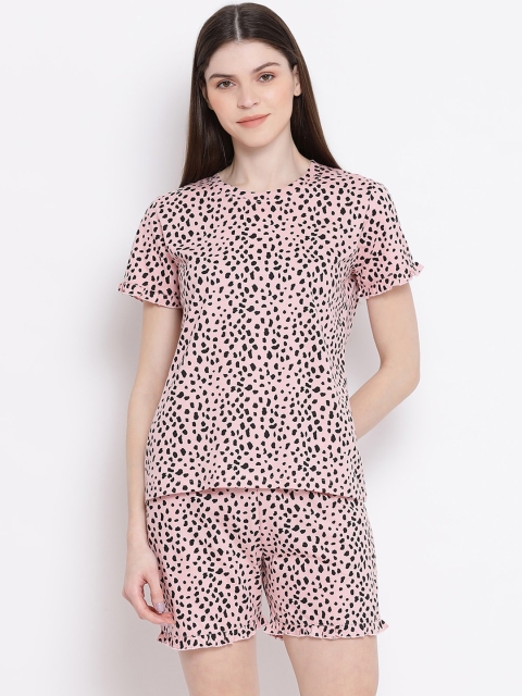 

Kanvin Women Pink Printed Night suit