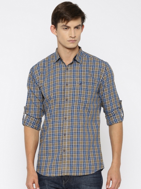 

Nature Casuals Men Taupe Slim Fit Checked Casual Shirt